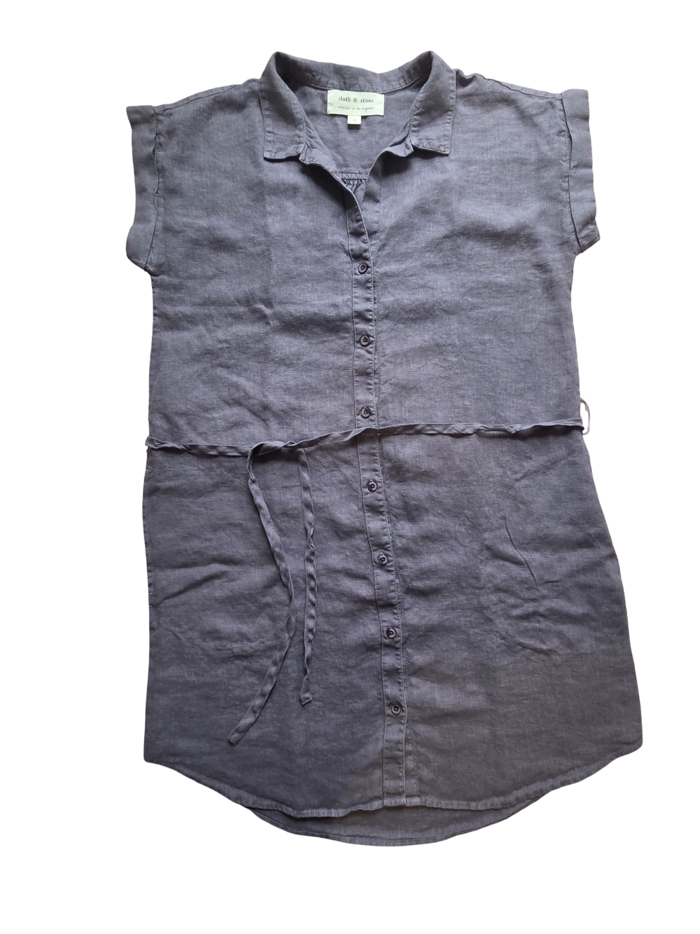 Eileen Fisher Lavender Gray Button-Front Linen Tunic